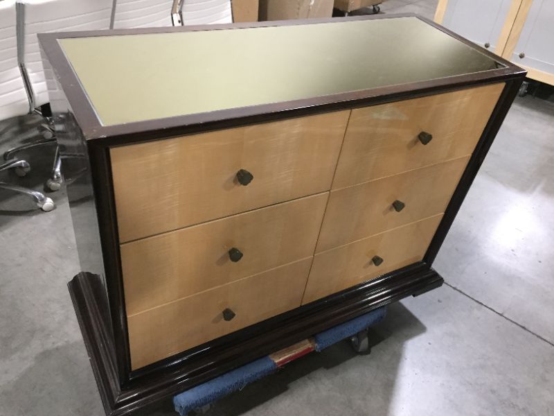 Photo 6 of 6 DRAWER ESPRESSO DRESSER WITH BAR REFLECTIVE GOLD TOP 48L X 19W X 36H INCHES