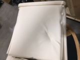 Photo 4 of CREME FAUX LEATHER OTTOMAN 17H X 15W INCHES