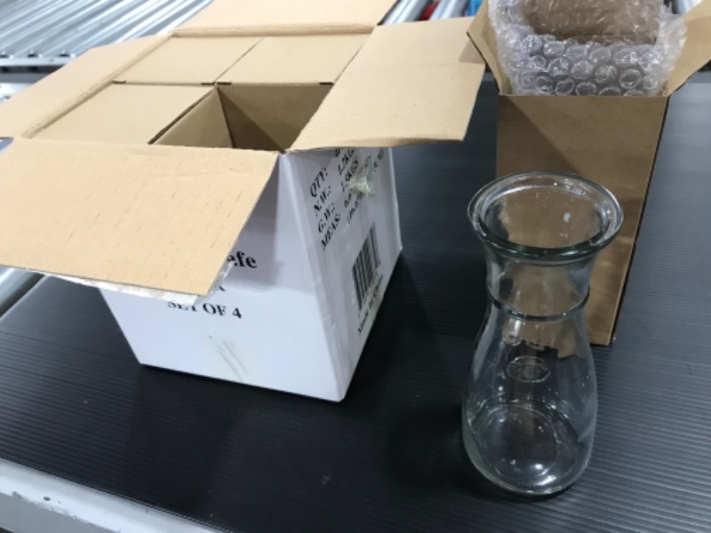 Photo 1 of 12 oz (350 ml) Glass Carafe Beverage Bottles, 4-pack - Water Pitchers, Wine Decanters, Mixed Drinks, Mimosas, Centerpieces, Arts & Crafts - Restaurant, Catering, Party, & Home Kitchen Supplies
