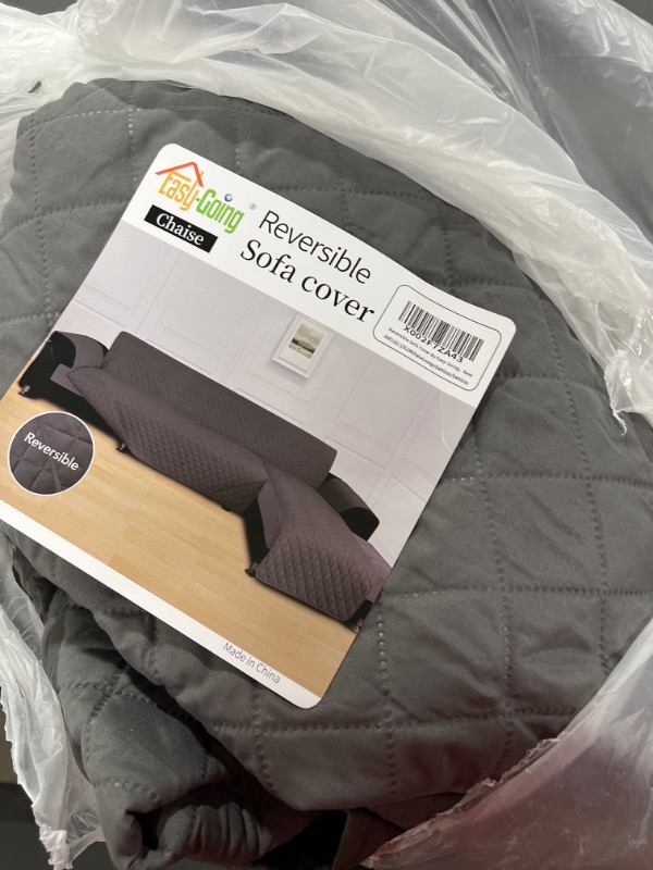 Photo 1 of Easy-Going Sofa Slipcover L Shape Sofa Cover Sectional Couch Cover Chaise Lounge Cover Reversible Sofa Cover Furniture Protector Cover for Pets Kids Children Dog Cat (X-Large, Dark Gray/Dark Gray)
