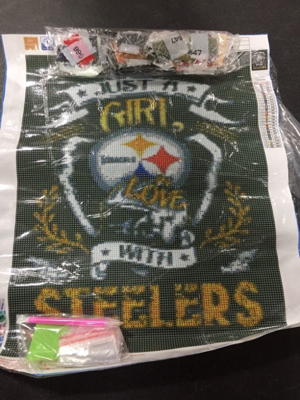 Photo 1 of 50 DIY Diamond Painting Just a Girl in Love with Pittsburgh Steelers 16x20 inches Round Drill Rhinestone Embroidery for Wall Decoration.