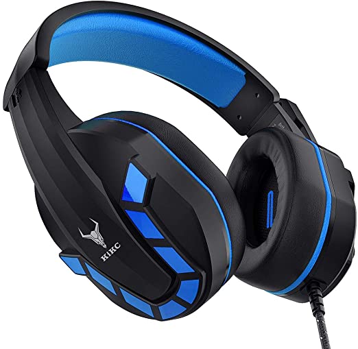 Photo 1 of Kikc Gaming Headset with Mic for PS4, PS5, Xbox, PC, Switch, Controllable Volume Gaming Headphones with Soft Earmuffs for Mobile Phone, iPad, and Notebook, 40mm Drivers, 3.5 mm Audio Jack-Blue
