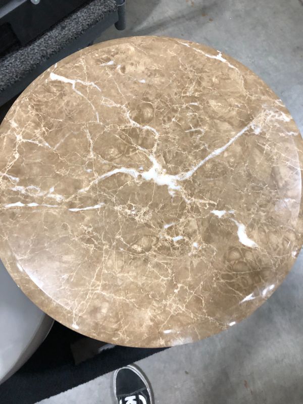 Photo 2 of MARBLE TOP END TABLE 225H 15 DIAMETER INCHES