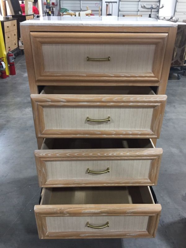Photo 1 of 4 DRAWER NIGHT STAND WITH FAUX MARBLE TOP H 42 INCH W 21 INCH L 28 INCH