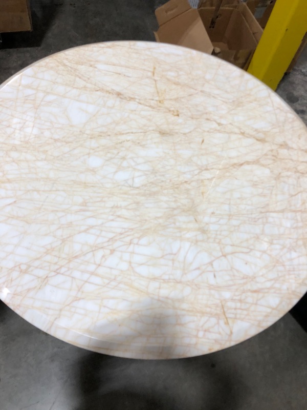 Photo 2 of LIGHT MARBLE CENTER TABLE 29H X 36W 21DIA BASE INCHES