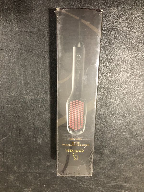Photo 1 of Ionic Hair Straightener Brush by COOLKESI, 30s Fast MCH Ceramic Heating Hair Straightening Brush with Anti Scald Feature, Auto-Off & Dual Voltage, Portable Frizz-Free Silky Electric Straightening Comb
