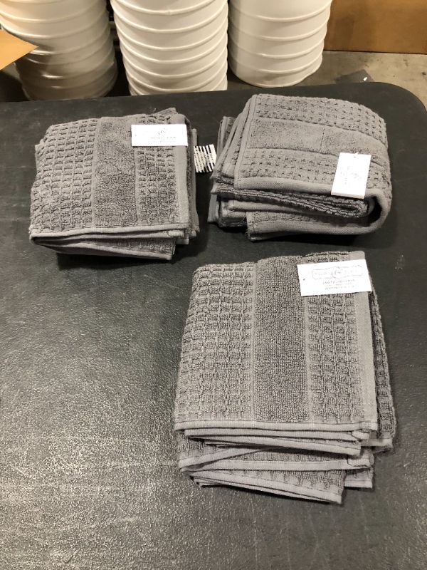 Photo 2 of 6-Pack Hand Towel Set. 100% Cotton Hand Towels for Bathroom. Absorbent Quick-Dry Bathroom Hand Towels for Home. Cooper Collection. (Hand Towels, Dark Grey)
