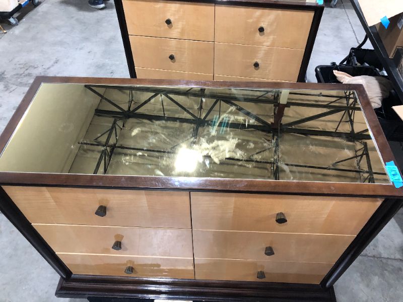 Photo 4 of 6 DRAWER ESPRESSO DRESSER WITH BAR REFLECTIVE GOLD TOP 48L X 19W X 36H INCHES