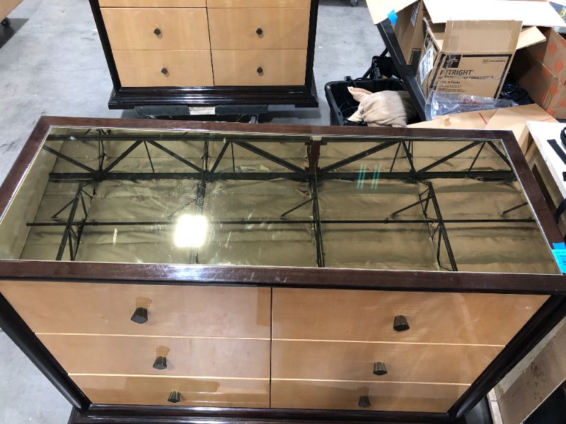 Photo 5 of 6 DRAWER ESPRESSO DRESSER WITH BAR REFLECTIVE GOLD TOP 48L X 19W X 36H INCHES