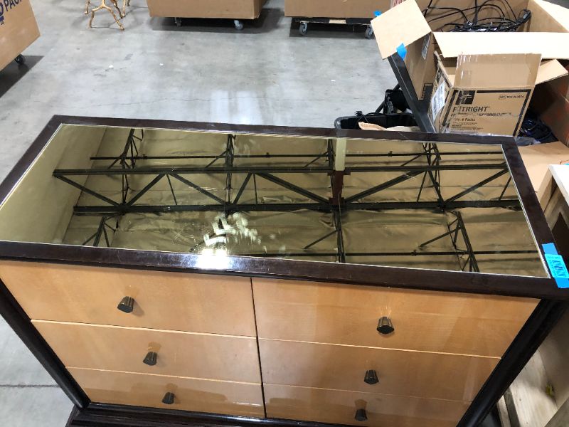 Photo 4 of 6 DRAWER ESPRESSO DRESSER WITH BAR REFLECTIVE GOLD TOP 48L X 19W X 36H INCHES