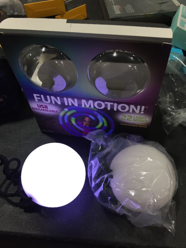 Photo 1 of Spinballs Glow.0 LED Poi Balls Glow – USB Rechargeable with 22 Vibrant Color Light Modes & Patterns – Durable, Soft-Core LED Poi Spinning Balls with Adjustable Leashes & Double-Loop Handles