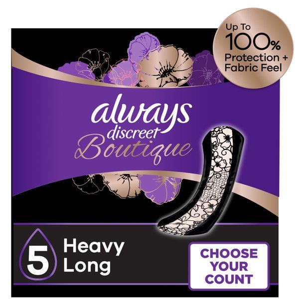 Photo 1 of Always Discreet Boutique Incontinence Pads, Heavy Absorbency, Long
