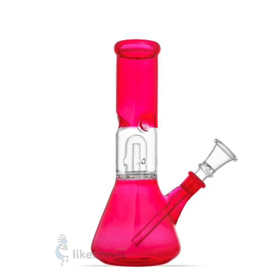 Photo 1 of 8.5 inch Cheap Glass Beaker-Base Ice Bong Perc Red Puff Labs