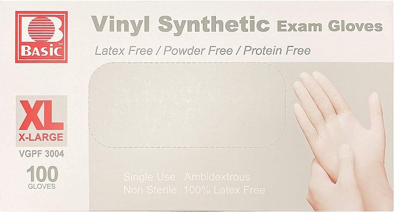 Photo 1 of Basic Medical Exam Gloves (X-Large) 200 Gloves Latex Free Powder Free, clear (VGPF3004B)
