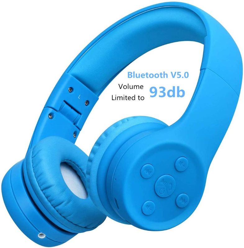 Photo 1 of Kid Headphones Bluetooth, Yusonic Bluetooth Headphones for Toddler Baby with 15 Hours Play time & Sharing Port, Kids Wireless Headphones with Microphone for School Boys Girls Phones Laptop (Blue 2)