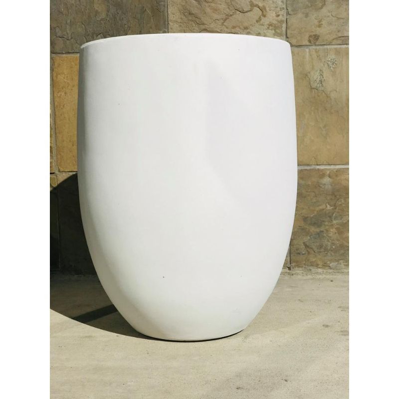 Photo 1 of 21.7 in. Tall Pure White Lightweight Concrete Outdoor Round Bowl Planter
