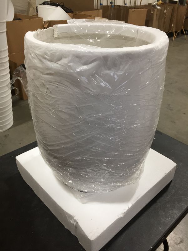 Photo 1 of 21.7 in. Tall Pure White Lightweight Concrete Outdoor Round Bowl Planter
