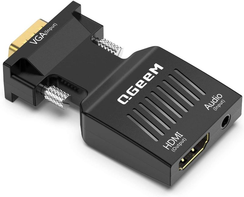 Photo 1 of VGA to HDMI Adapter, QGeeM VGA to HDMI Adapter with Audio/1080p Video Output, VGA to HDMI (Male to Female) Converter Dongle Adaptor for Monitor, Computer, Laptop, Projector, VGA to HDMI Converter
