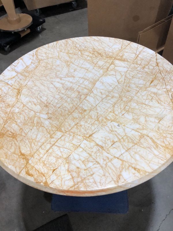 Photo 2 of LIGHT MARBLE CENTER TABLE 29H X 36W 21DIA BASE INCHES