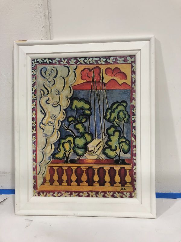 Photo 1 of Henri Matisse Fenetre a Tahiti  Print Style MultiColored Artwork Approx 39 x 31 Inches Framed in White