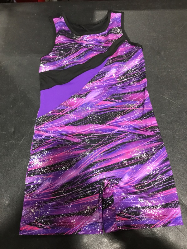 Photo 1 of DANSKIN WOMEN'S ONE PIECE. PURPLE & BLACK IN COLOR. SIZE LARGE 10-12. PRIOR USE. 