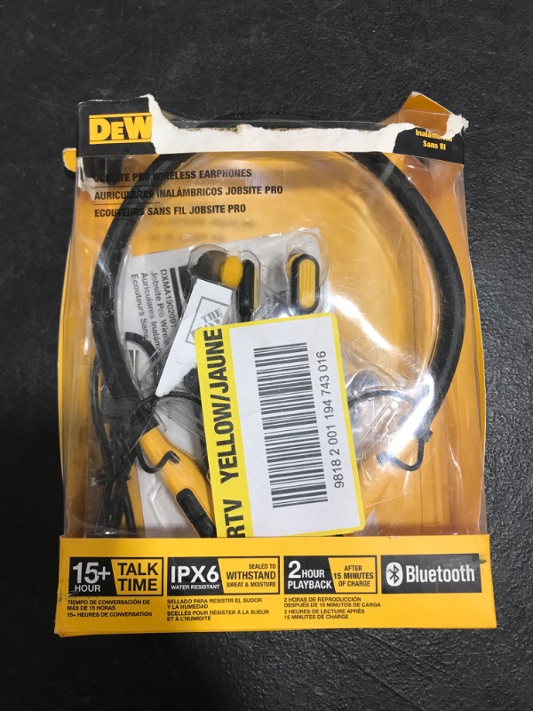 Photo 3 of DEWALT Jobsite Pro Wireless Earphones. OPEN BOX. PRIOR USE. 
