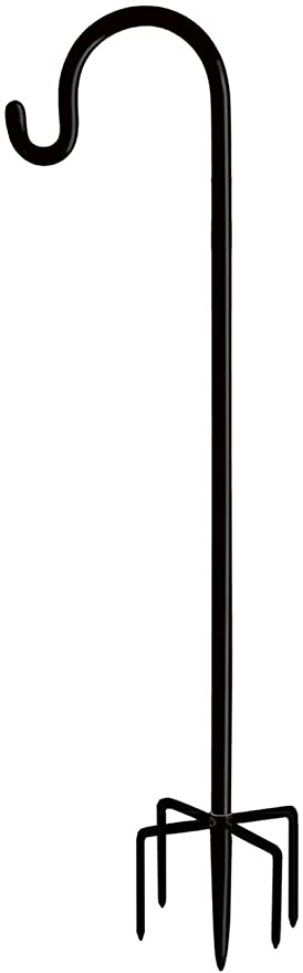 Photo 1 of Artibear Adjustable Outdoor Shepherd Hook Stand with 5 Prong Base, 76 Inches Tall 3/5 in Thick, Shiny Black (1 Packs)

