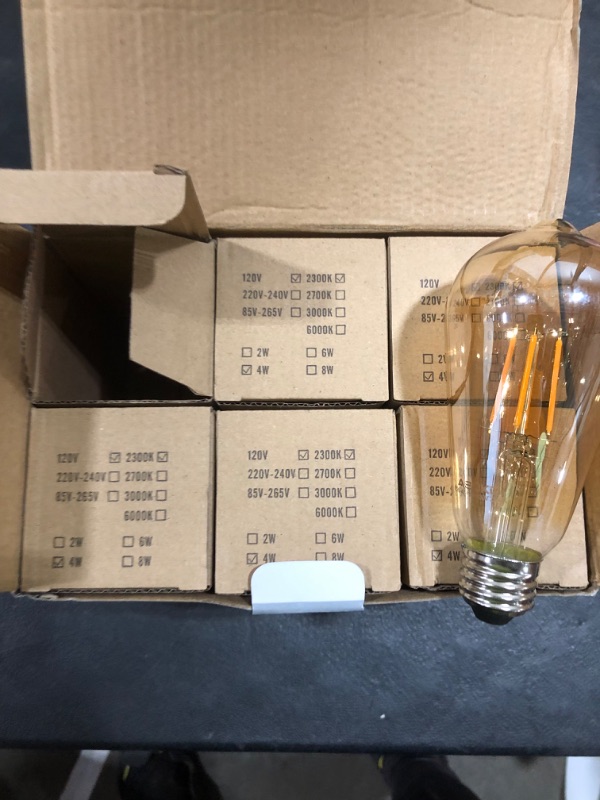 Photo 2 of ASOKO LED Dimmable Vintage Edison Led Bulbs 6W Antique Style Edison Light Bulbs, 2300K Warm White (Amber Gold Glass), Squarrel Cage Filament Vintage Light Bulb,ST64, E26 Base (2300K-6W-6PCS)
