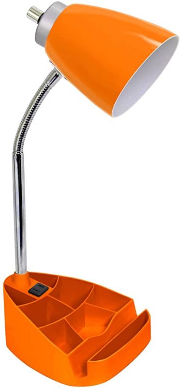 Photo 1 of Limelights LD1057-ORG iPad Tablet Stand Book, Orange Gooseneck Organizer Desk Lamp with Holder and Charging Outlet
