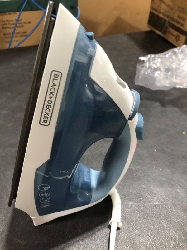 Photo 2 of BLACK+DECKER Steam Iron with Pivoting Cord, Nonstick Soleplate, Blue, F210
