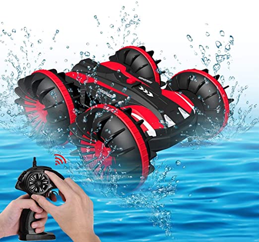 Photo 1 of Seckton Toy Cars for 6-12 Year Old Boys Girls Amphibious RC Car 2.4 GHz Remote Control Boat Waterproof RC Monster Truck Stunt Cars 4WD RC Vehicle All Terrain Water Beach Pool Christmas Birthday Gifts
