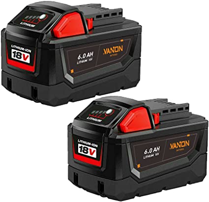 Photo 1 of 2-Pack High Output 6000Ah M-18 Battery Replacement for Milwaukee 18V Battery Lithium 48-11-1850 48-11-1862 48-11-1840 48-11-1828 48-11-1815

