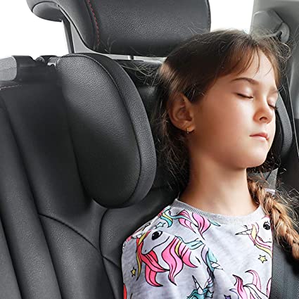 Photo 1 of Car Seat Headrest Pillow,Head Neck Support Detachable, Premium Seat Head Pillow, 360 Degree Adjustable Both Sides Travel Sleeping Cushion for Kid Adults (Black)
