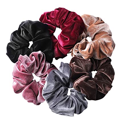 Photo 1 of Whaline 6 Big Hair Scrunchies Velvet Elastics Large Hair Bobble Scrunchy Hair Bands Women Soft Hair Ties, 6 Colors
