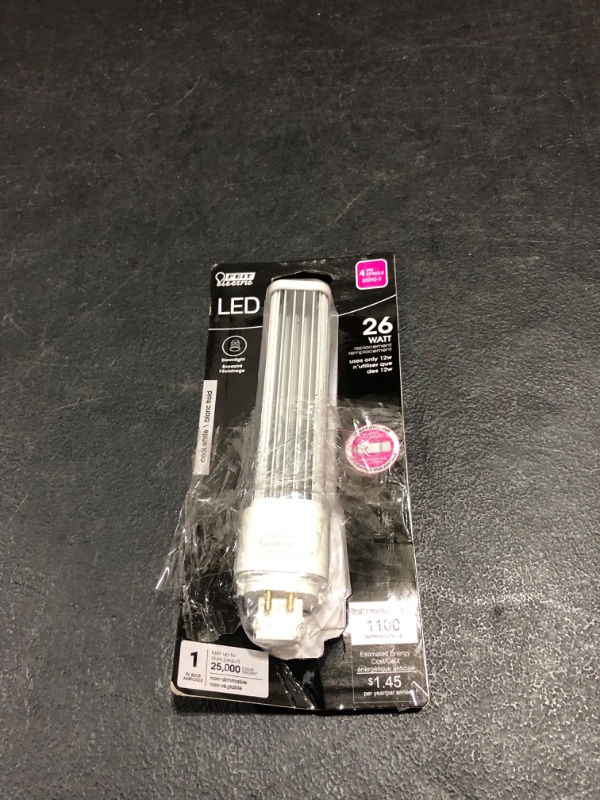 Photo 1 of 26-Watt Equivalent PL Horizontal CFLNI 4-Pin Plug-in GX24Q-3 Base CFL Replacement LED Light Bulb, Cool White 4100K
