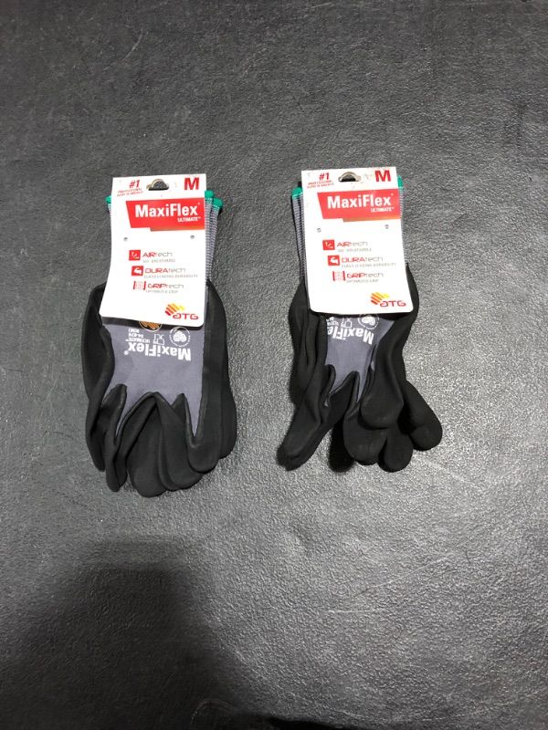 Photo 2 of MaxiFlex Ultimate Men's Medium Gray Nitrile Coated Work Gloves 2 Pack
