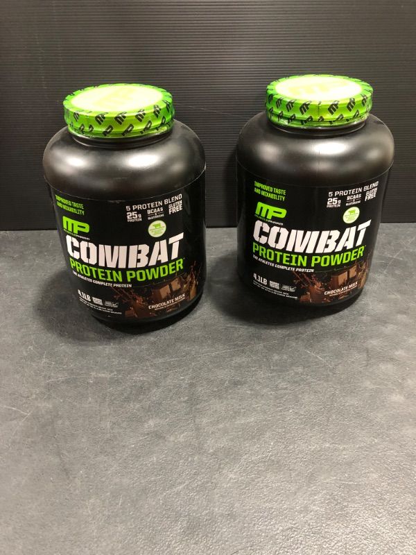 Photo 1 of MusclePharm Combat Protein Powder, 5 Protein Blend, Chocolate Milk, 4.1 Pounds, 52 Servings BB 11/2024 2 Pack
