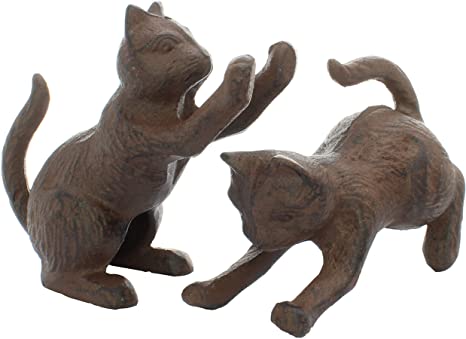 Photo 1 of 2 Pack Cast Iron Cat Book Ends Or Door Stop Decorative Rustic Look for Any Book Case Stop Your Bedroom Bath and Exterior Doors in Style Vintage Brown Color Book Stopper Cute Door Stopper Cat Figurine
