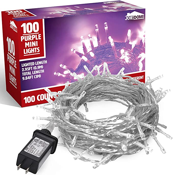 Photo 1 of 100-counts LED Christmas Light, 8 Modes 9.84 ft Purple Christmas String Lights (Single Stranded), Purple Lights for Indoor/Outdoor Christmas Decorations
