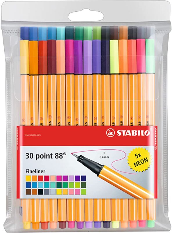 Photo 1 of STABILO Point 88 Fineliner Pens 0.4m 30 color wallet set, Multicolor
