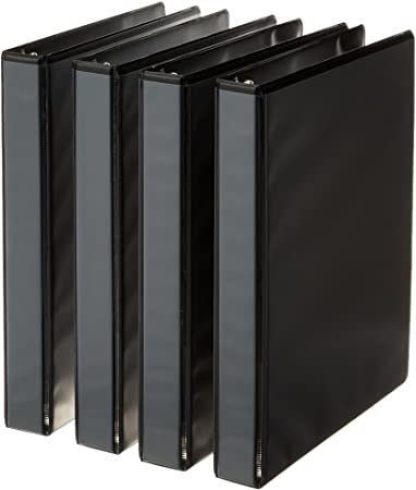 Photo 1 of Amazon Basics 3-Ring Binder, 1 Inch - Black, 4-Pack
