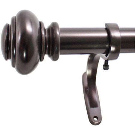 Photo 1 of Decopolitan Decopolitan 1" Diameter 72-144" Urn Adjustable Curtain Rod Set, Brown
