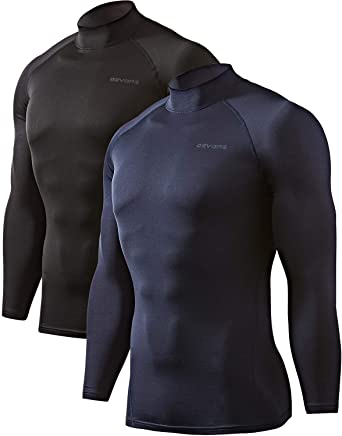 Photo 1 of DEVOPS 2 Pack Men's Thermal Turtle Mock Neck Shirts, Compression Long Sleeve Tops, 2XL
