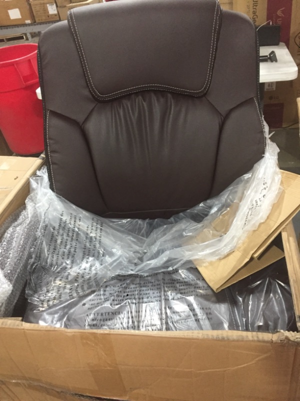 Photo 1 of Ptoulemy Computer Office Chair with arms Spring Cushion Ergonomic Executive Desk Chair PU Leather Chair 360 Swivel Task Chair with Wheels Mid Back Support(Brown)(PT-NB21512)
