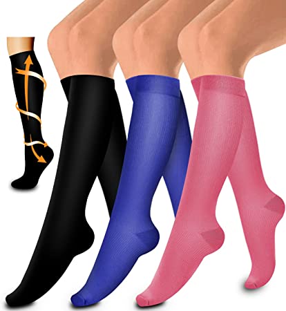 Photo 1 of 3 Pack Medical Compression Sock-Compression Sock For Women and Men Circulation -Best for Running,Nursing,Athletic Sports, Small/Medium 
