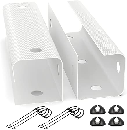 Photo 1 of Yecaye 2Pack Under Desk Cable Management Tray, 31.5in Desk Cord Organizer for Wire Management Tray, Cord Management Tray, Perfect for Standing Desk Cable Tray, White Channel Raceway for Office, Home
