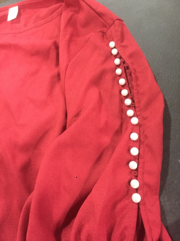 Photo 1 of Womens Burgundy 3/4 Sleeve Casual Shirt, Plus Size 4XL