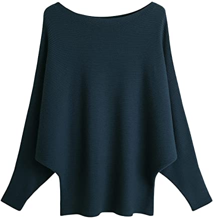 Photo 1 of GABERLY Boat Neck Batwing Sleeves Dolman Knitted Sweaters and Pullovers Tops for Women, One Size 
