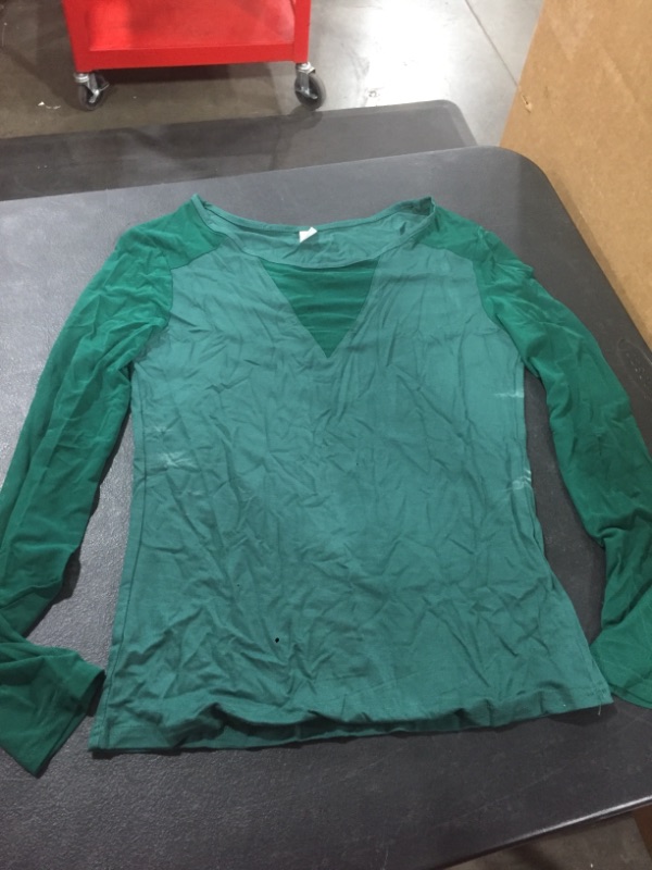 Photo 1 of Women's Green Long Sleeve Shirt, XL