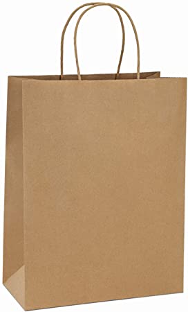 Photo 1 of BagDream 10x5x13 Kraft Shopping Bags 100Pcs Brown Paper Bags Paper Gift Bags, Merchandise Bags, Retail Bags, Party Bags, 100% Recycled Paper Bags with Handles Bulk
